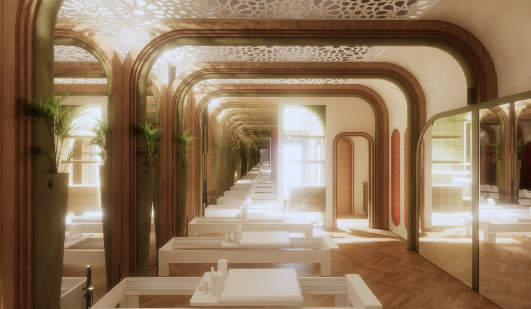 Pilates studio arched interior render